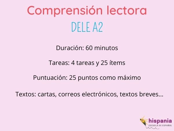 Comprensión lectora DELE A2. Hispania, escuela de español
