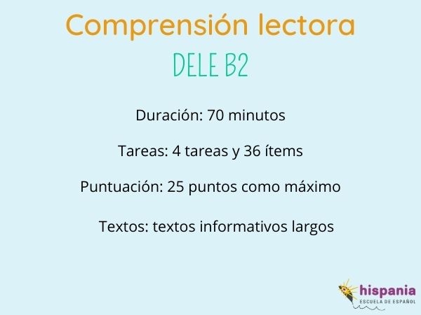 Comprensión lectora DELE B2. Hispania, escuela de español