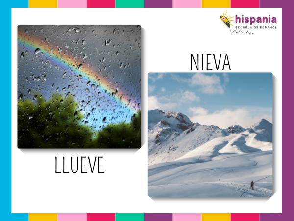 Llover y nevar son verbos de tiempo atmosférico. Hispania, escuela de español