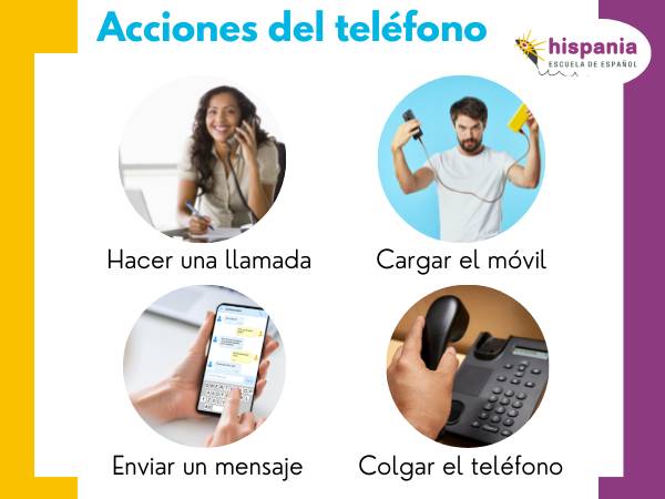 Verbos sobre el teléfono. Hispania, escuela de español