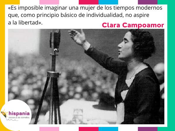 Clara Campoamor abogada, escritora, política. Hispania, escuela de español