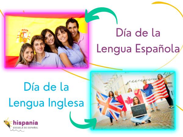 23 de abril día de la lengua española e inglesa. Hispania, escuela de español