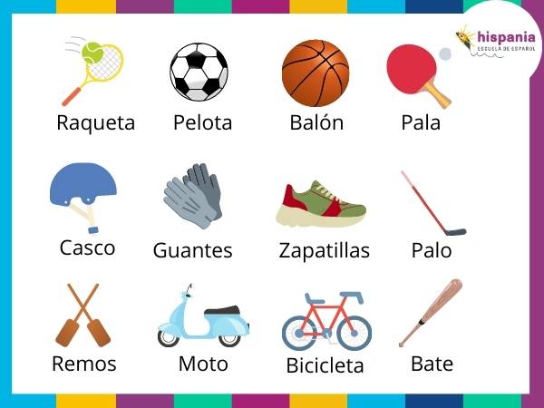 Instrumentos deportivos utilizados en los deportes. Hispania, escuela de español