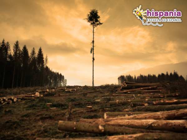 Deforestación de bosque. Hispania, escuela de español
