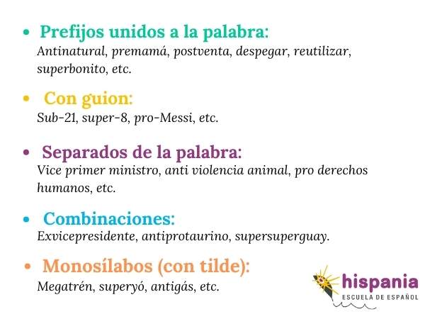 Claves para usar prefijos en español. Hispania, escuela de español